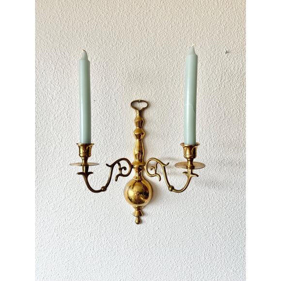 Gatco Vintage Brass Double Arm Candlestick Wall Sconce | Vintage Brass Sconce - Picture 6 of 7